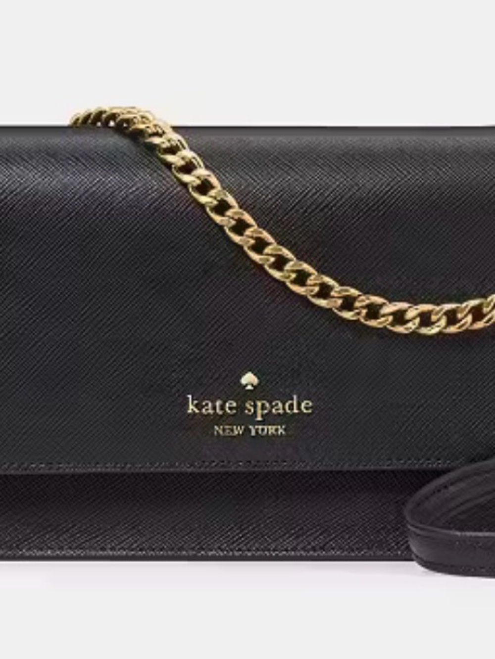 New with tags: Kate Spade black leather crossbody with gold chain